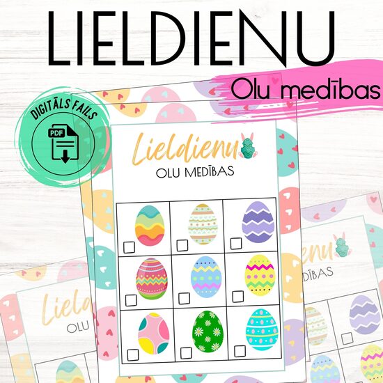 Lieldienu spēle bērniem "Olu medības", digitāls PDF fails